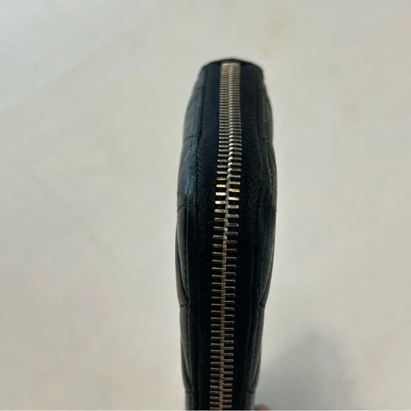 Authentic Chanel Lambskin Leather Quilted Black ZIP Around Wallet S# 20269630 - Picture 11 of 13